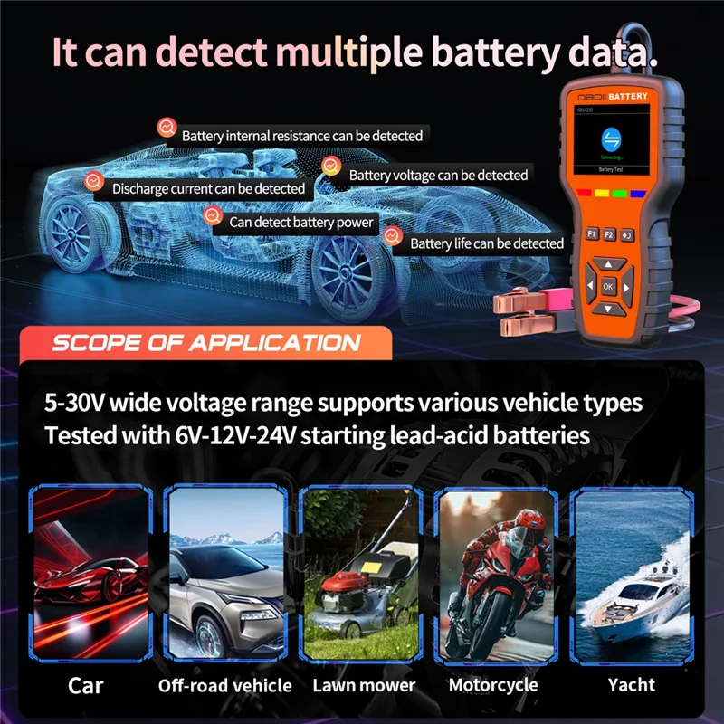 K2 Pro 2 в 1, сканер OBD2, тестер автомобильного аккумулятора, более 40000 кодов неисправностей, диагностический прибор для двигателя — оранжевый