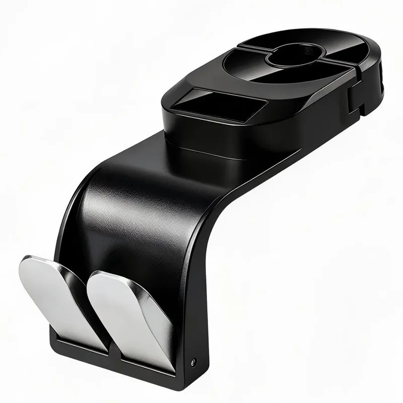 Car Seat Back Hanger Dual Hook 360 Degree Rotating Folding Hidden Storage Hanger for Vehicles - Black
