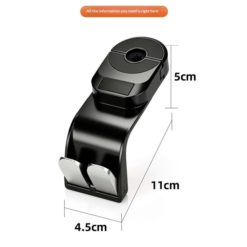 Car Seat Back Hanger Dual Hook 360 Degree Rotating Folding Hidden Storage Hanger for Vehicles - Black