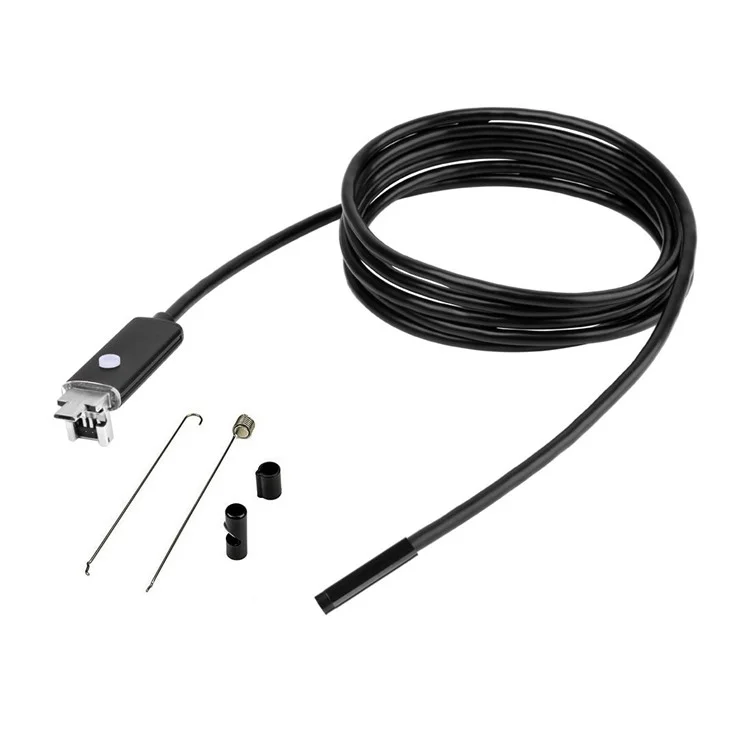 Caméra d'endoscope filaire dur 1m Caméra d'inspection étanche 6 LED 5,5 mm pour téléphones cellulaires et ordinateurs avec interface micro USB / USB