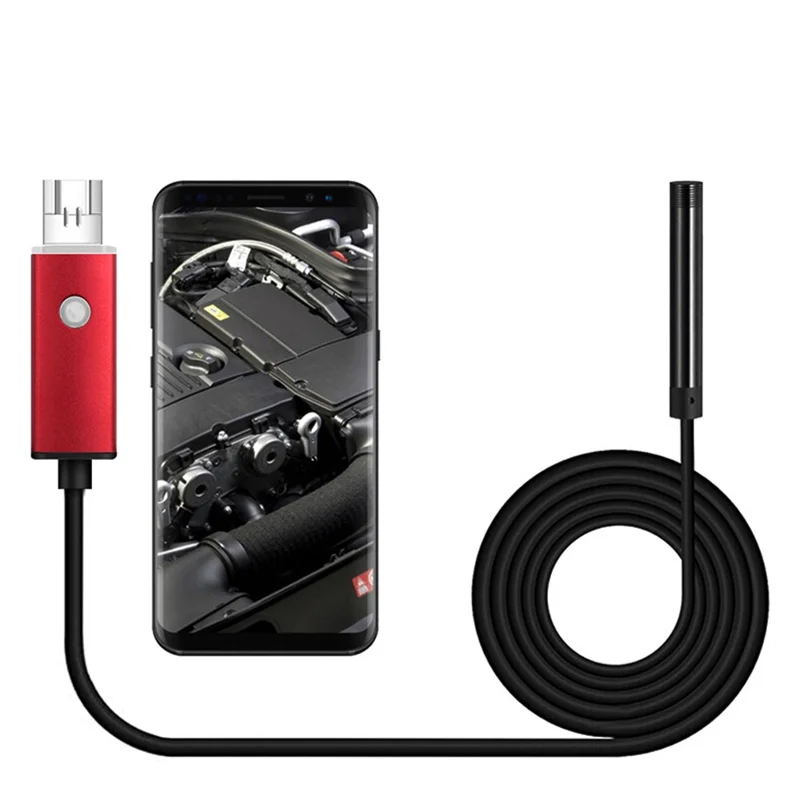 1m Flexible Wire USB+Micro USB 2-In-1 Ispezione Snake Camera 6-LED Borescope Impermeabile Endoscopio Industriale con Lente da 5,5 mm