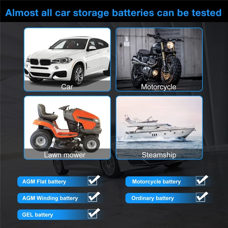 KONNWEI BK200 Multifunktions-Bluetooth-Batterietester für Auto, LKW, Motorrad, SUV, Boot, Yacht 6V 12V 24V Batterietester - Silber