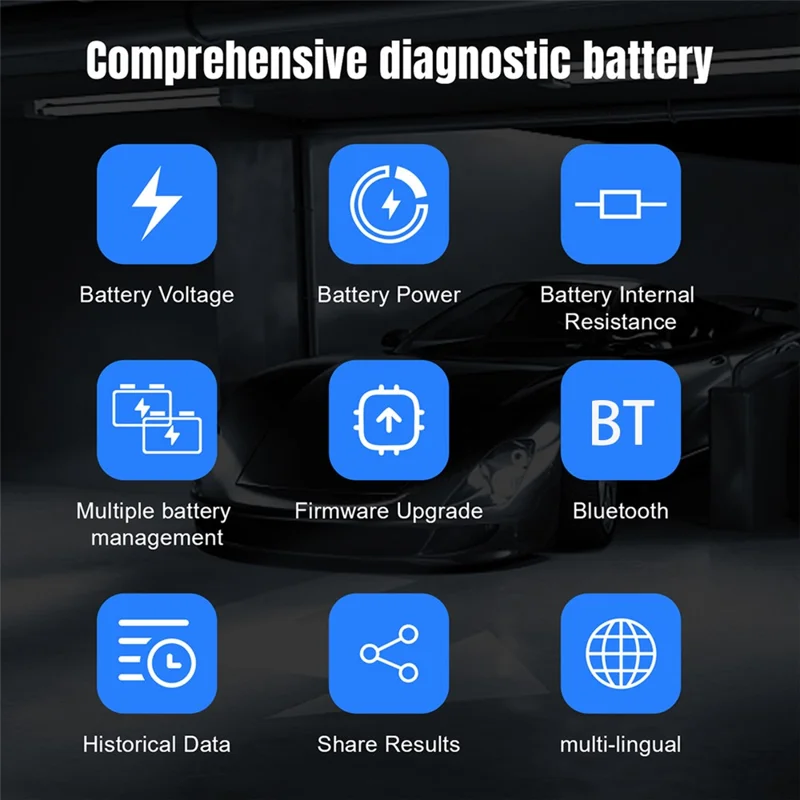 KONNWEI BK200 Multifunktions-Bluetooth-Batterietester für Auto, LKW, Motorrad, SUV, Boot, Yacht 6V 12V 24V Batterietester - Silber