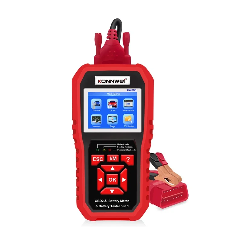Ferramentas de diagnóstico automotivo KONNWEI KW880 e testador de bateria de carro & Dispositivo detector multi-função 3 em 1