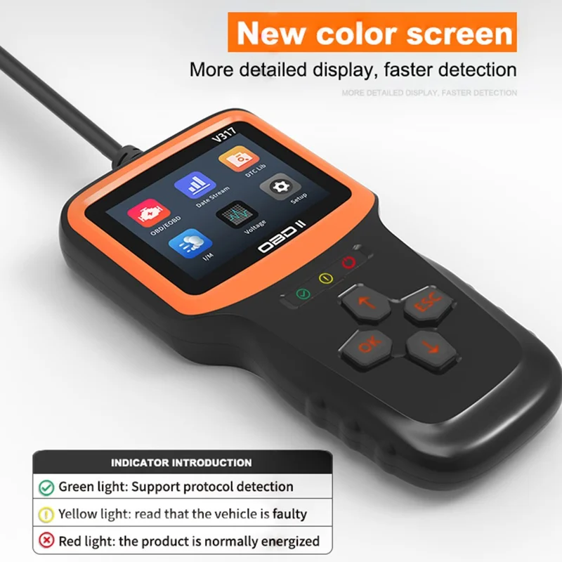V317 OBD II Diagnostic Car Fault Detector Engine Tester Tool elm327 Car Reading Code Card Car Diagnostic Instrument