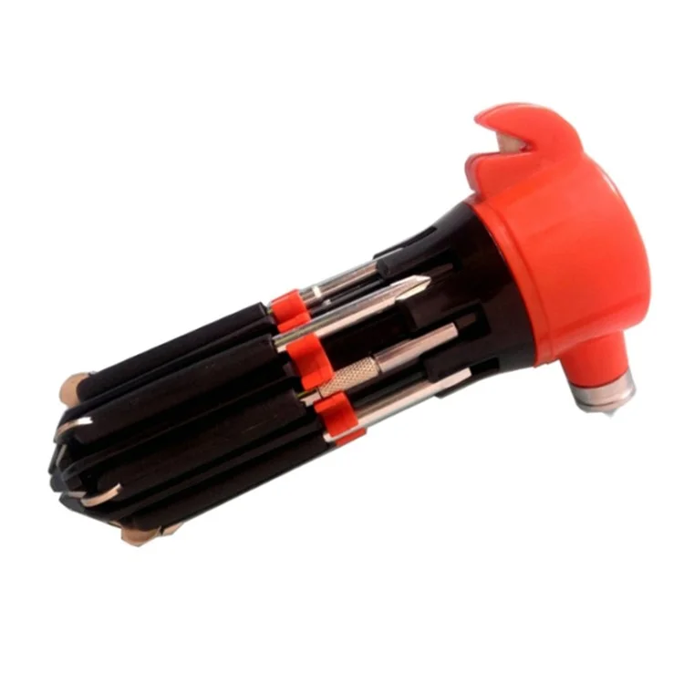 8 em 1 Martelo de Segurança para Carro com Cortador de Cinto de Segurança Multifuncional Chaves de Fenda Ferramentas para Carro com Luz LED