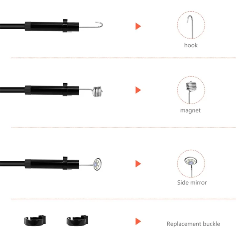 P130 5m Hard Wire Industrial Endoscope 8mm Three-Lens 4.3-inch HD Borescope Pipe Camera IP68 Waterproof - Orange