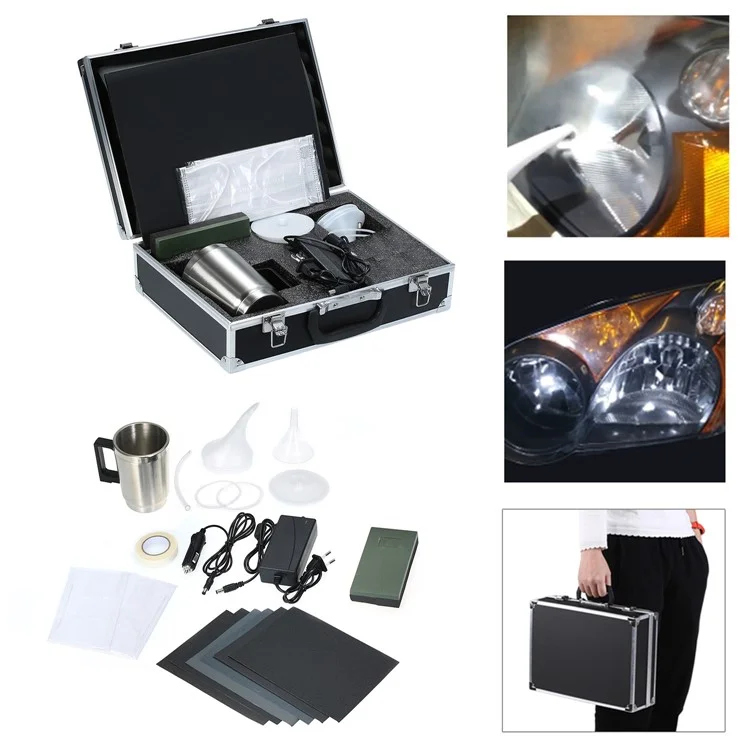 Набор для восстановления автомобильных фар Car Headlight Restoration Kit Auto Headlight Lens Glass Polish Restore Set Atomizing Cup Head Light Renovation Tools (Вилка для ЕС)