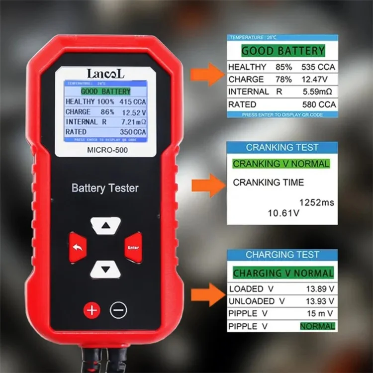 LANCOL Micro 500 Autobatterie-Tester 12V Lithium-Batterie-Test Digitaler Bleisäure-Batterie-Analysator