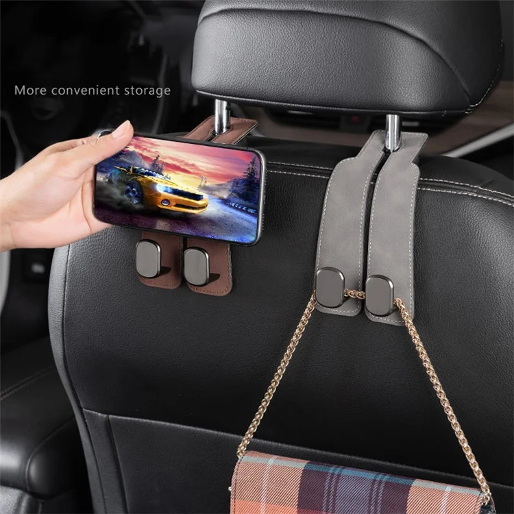 Wildlederautositz Zurück Hanging Haken Dual Hook Design Sitzsitz - Braun