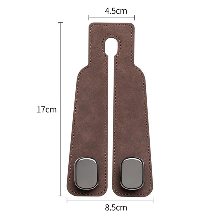 Crochet de Siège de Voiture en Suède Conception à Double Crochet Montage sur Appuie-tête Sac Suspension - Marron