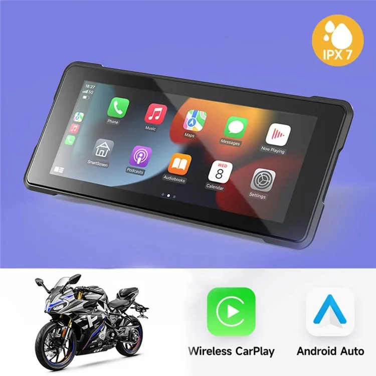 R5019 6.86-inch Touch Screen Motorcycle Camcorder Screen Wireless Android Auto Carplay Display Screen