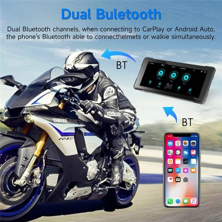 R5019 6.86-inch Touch Screen Motorcycle Camcorder Screen Wireless Android Auto Carplay Display Screen