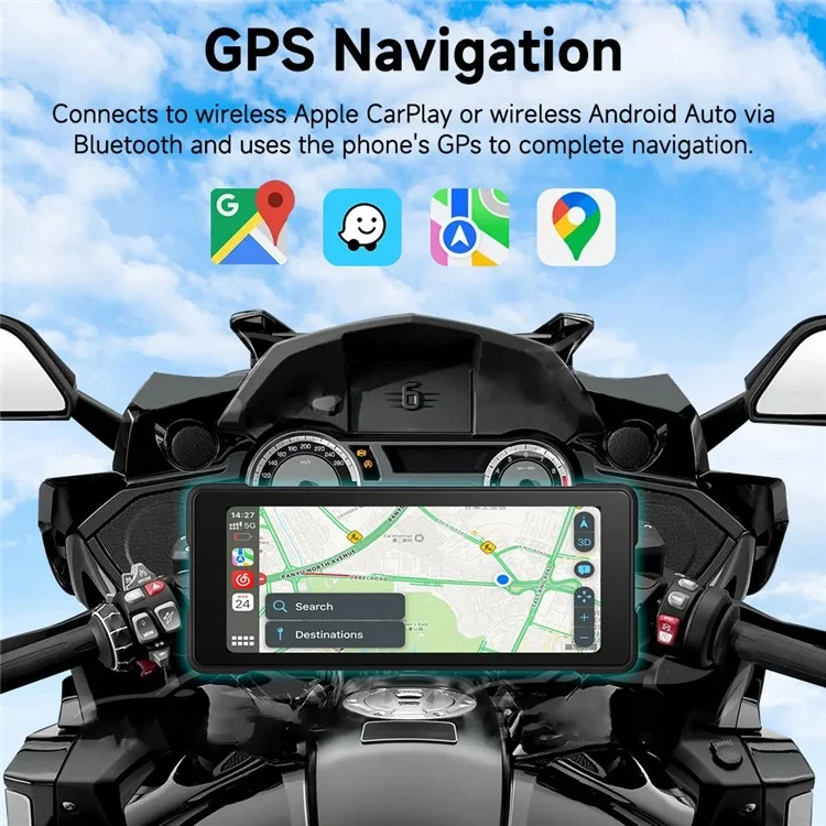 R5019 6.86-inch Touch Screen Motorcycle Camcorder Screen Wireless Android Auto Carplay Display Screen