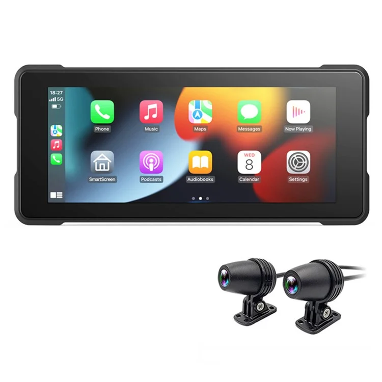 R5019 Dual Camera 6.86-inch Touch Screen Motorcycle Camcorder Wireless Android Auto Carplay Motorbike DVR