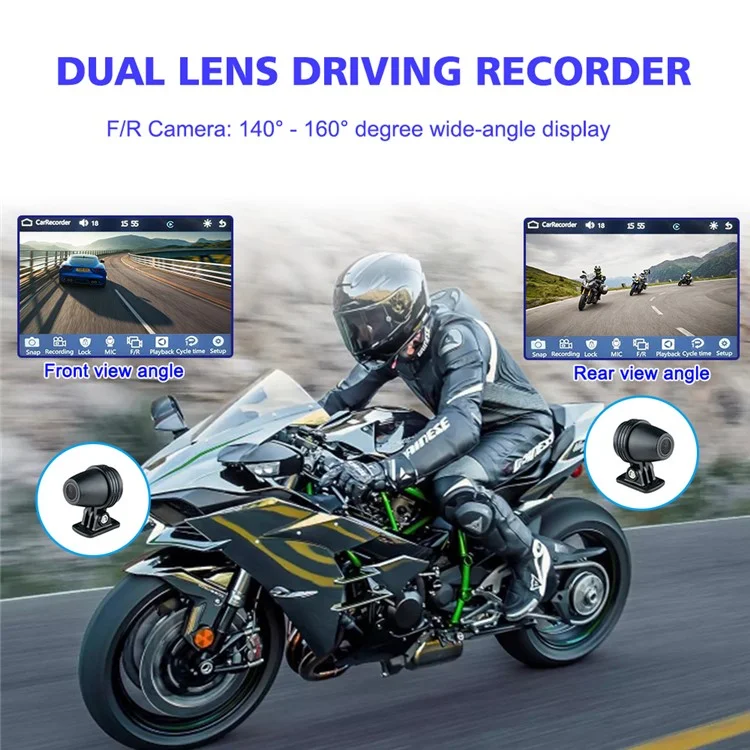 R5019 Dual Camera 6.86-inch Touch Screen Motorcycle Camcorder Wireless Android Auto Carplay Motorbike DVR