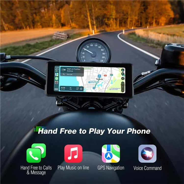 R5019 Dual Camera 6.86-inch Touch Screen Motorcycle Camcorder Wireless Android Auto Carplay Motorbike DVR