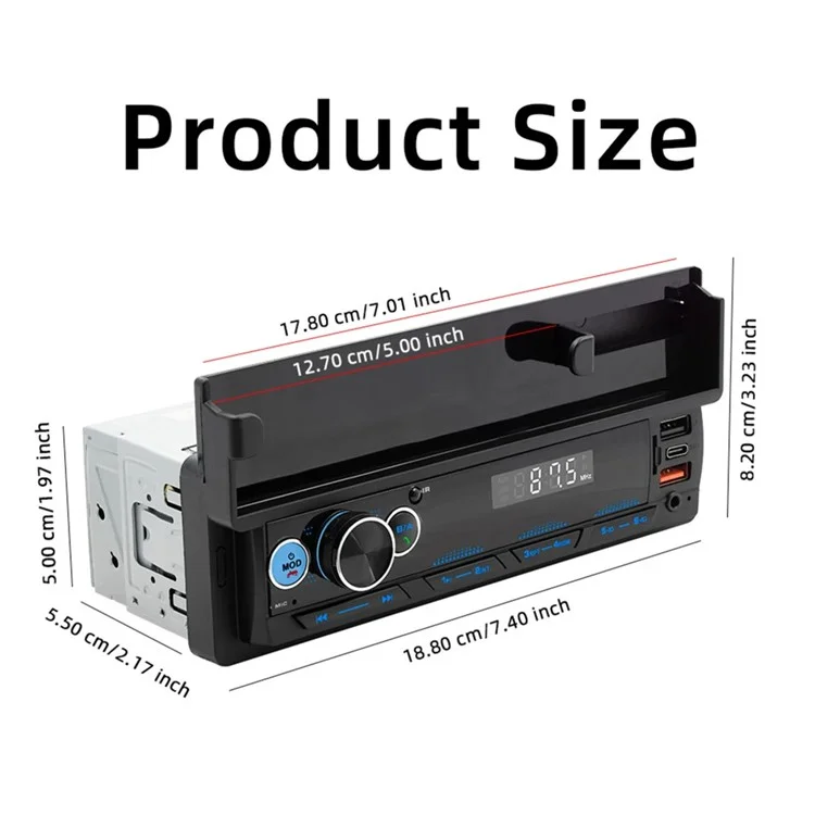 Lecteur multimédia MP3 Bluetooth pour voiture D160 avec radio FM et lecture de musique sans perte