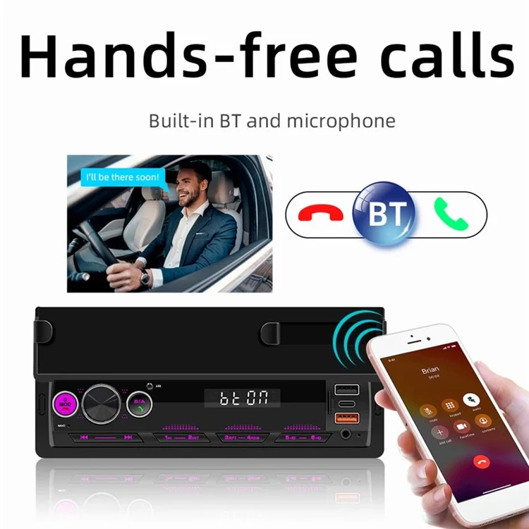 Lecteur multimédia MP3 Bluetooth pour voiture D160 avec radio FM et lecture de musique sans perte
