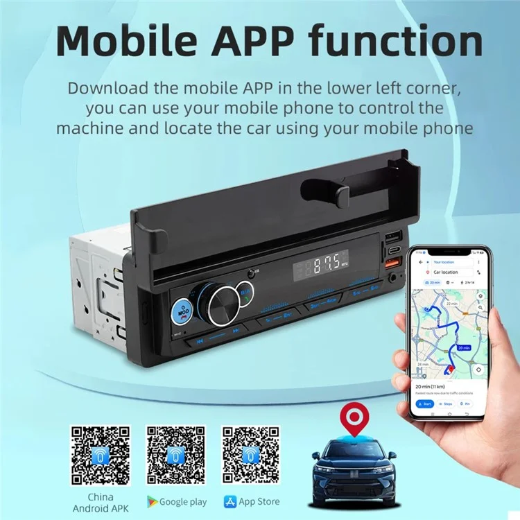 Lecteur multimédia MP3 Bluetooth pour voiture D160 avec radio FM et lecture de musique sans perte