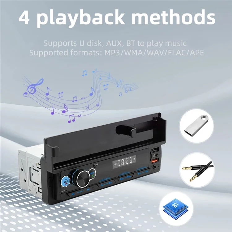 Lecteur multimédia MP3 Bluetooth pour voiture D160 avec radio FM et lecture de musique sans perte