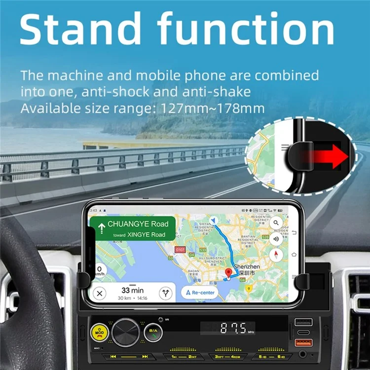 Lecteur multimédia MP3 Bluetooth pour voiture D160 avec radio FM et lecture de musique sans perte