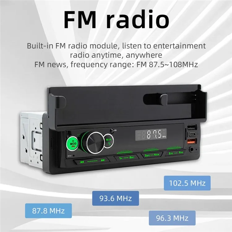 Lecteur multimédia MP3 Bluetooth pour voiture D160 avec radio FM et lecture de musique sans perte