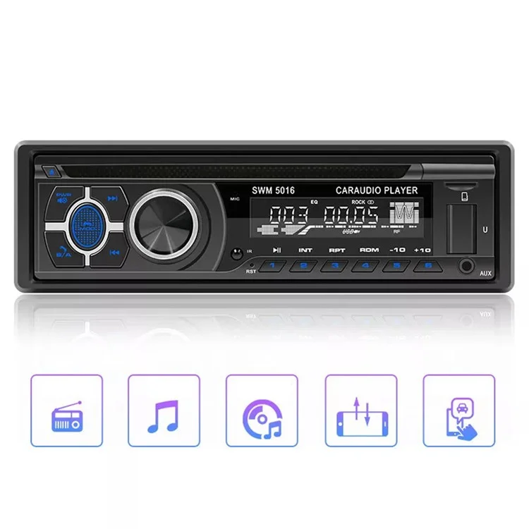 SWM-5015 Reproductor de MP3 para automóvil de un solo DIN con Bluetooth, multimedia, radio FM, CD, VCD y DVD