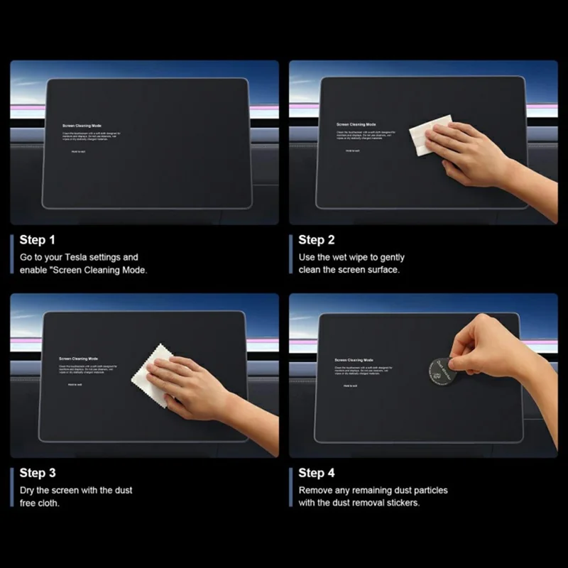 For Model Y (2020-2025) / Model 3 (2017-2023) Tempered Glass Film Kit Center Console Rearview Mirror Screen Protector - Transparen