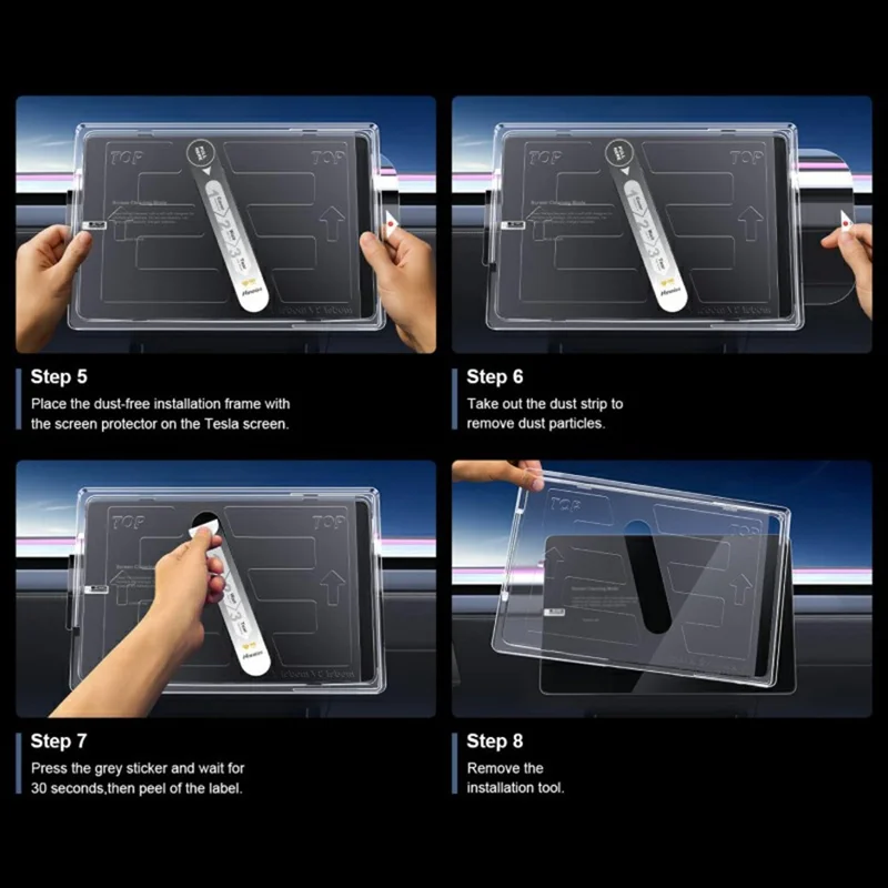 For Model Y (2020-2025) / Model 3 (2017-2023) Tempered Glass Film Kit Center Console Rearview Mirror Screen Protector - Transparen