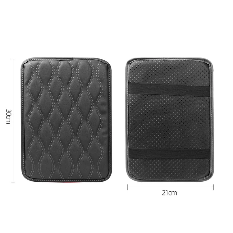 BY-1113 Leather Car Armrest Pad Auto Center Armrests Storage Box Mat Cushion Cover Anti-slip Armrest Protector - Black
