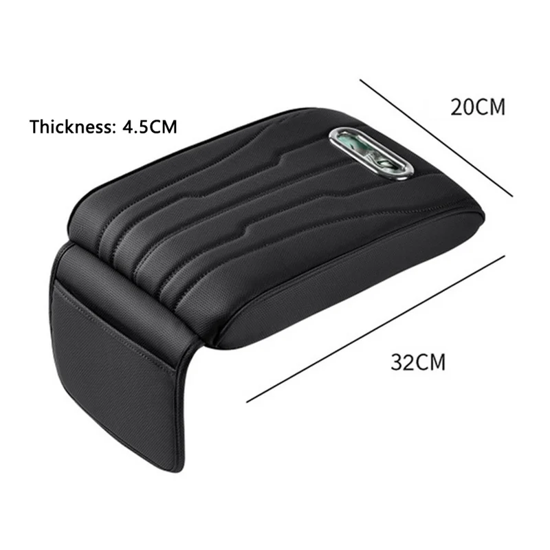 FSX001 Leather+Memory Foam Car Armrest Box Heighten Pad Car Armrest Box Cover Tissue Box - Brown