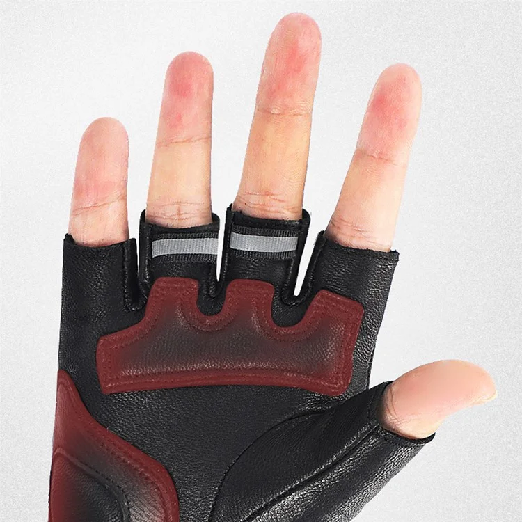 RIDING TRIBE MCS-59B 1 Par de Luvas de Couro Genuíno de Meia-Ponta com Capa de Fibra de Carbono Resistente para Corrida de Motocicleta - Preto/XL