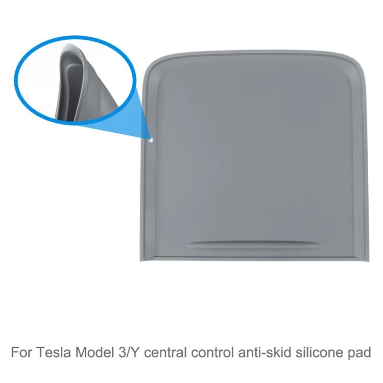 TSL74 For Tesla Model 3 / Y Silicone Car Armrest Anti-slip Cover Center Console Pad Automobile Waterproof Mat - Grey