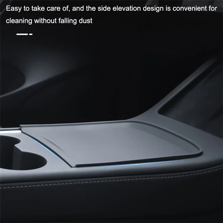 TSL74 For Tesla Model 3 / Y Silicone Car Armrest Anti-slip Cover Center Console Pad Automobile Waterproof Mat - Grey