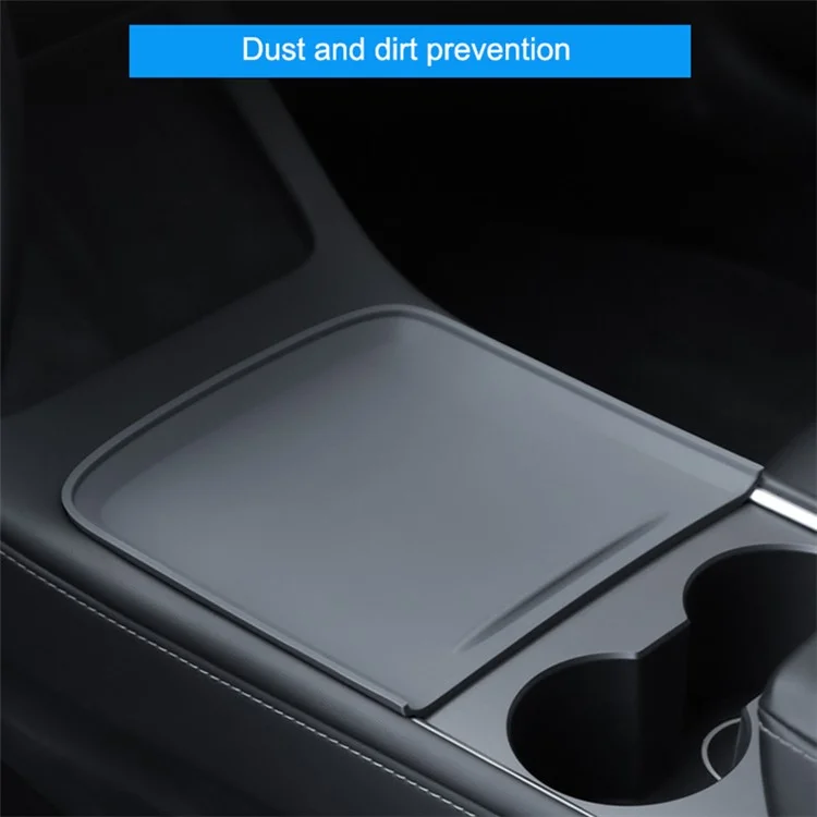 TSL74 For Tesla Model 3 / Y Silicone Car Armrest Anti-slip Cover Center Console Pad Automobile Waterproof Mat - Grey