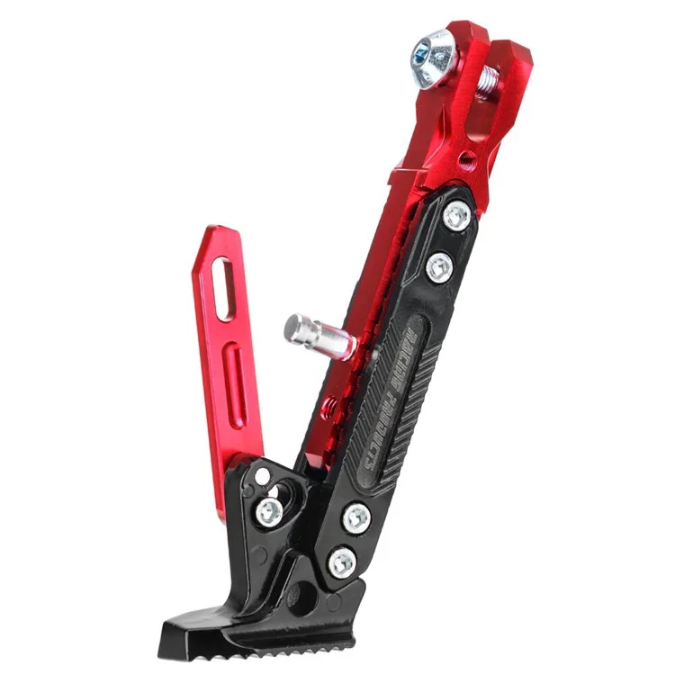 Motorcycle Aluminum Alloy CNC Side Foot Stand Parking Support Adjustable Kickstand - Titanium Grey