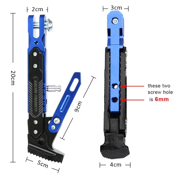 Motorcycle Aluminum Alloy CNC Side Foot Stand Parking Support Adjustable Kickstand - Titanium Grey