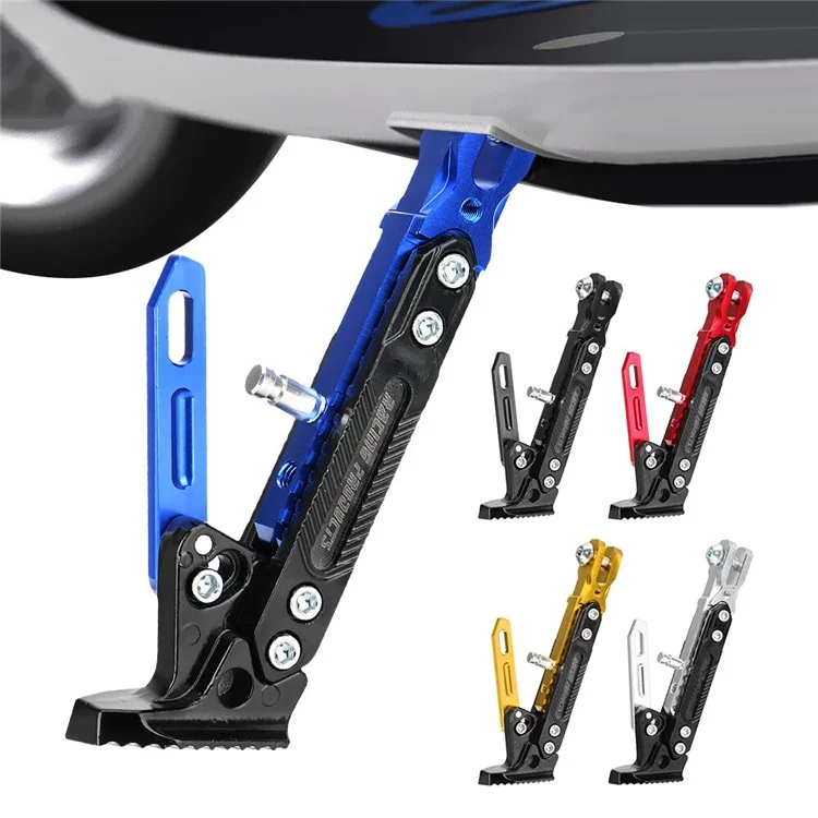 Motorcycle Aluminum Alloy CNC Side Foot Stand Parking Support Adjustable Kickstand - Titanium Grey