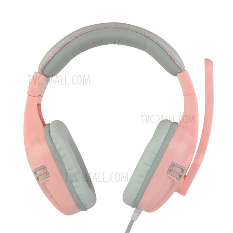 SALAR KX101 Wired Headphones Heavy Bass Gaming Earphones with Microphone Professional Computer Gamer Headset - Pink