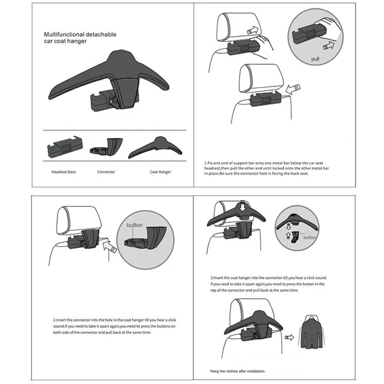 JT-G03-2 Business Sedan Seat Back Clothes Hanger Suit Coat Car Headrest Hanging Holder