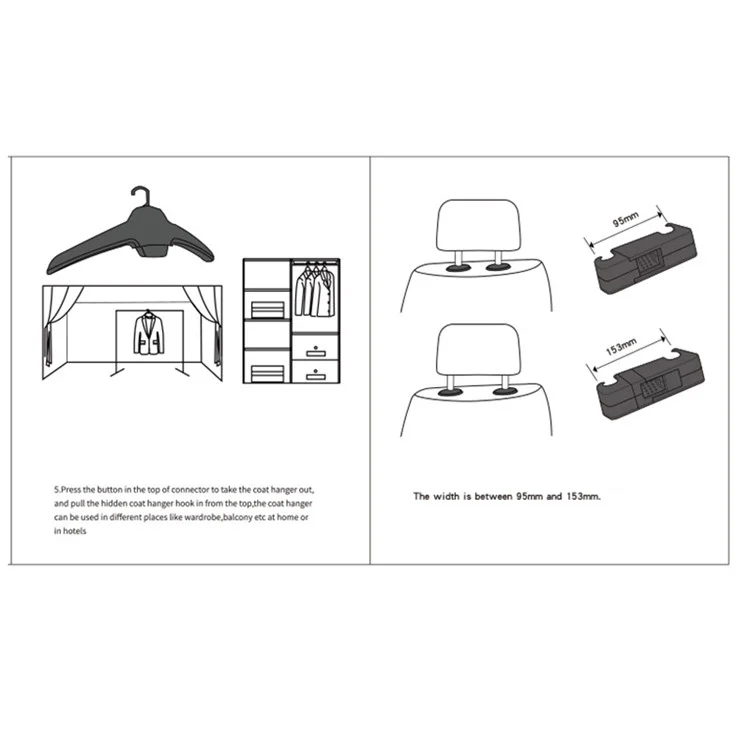 JT-G03-2 Business Sedan Seat Back Clothes Hanger Suit Coat Car Headrest Hanging Holder