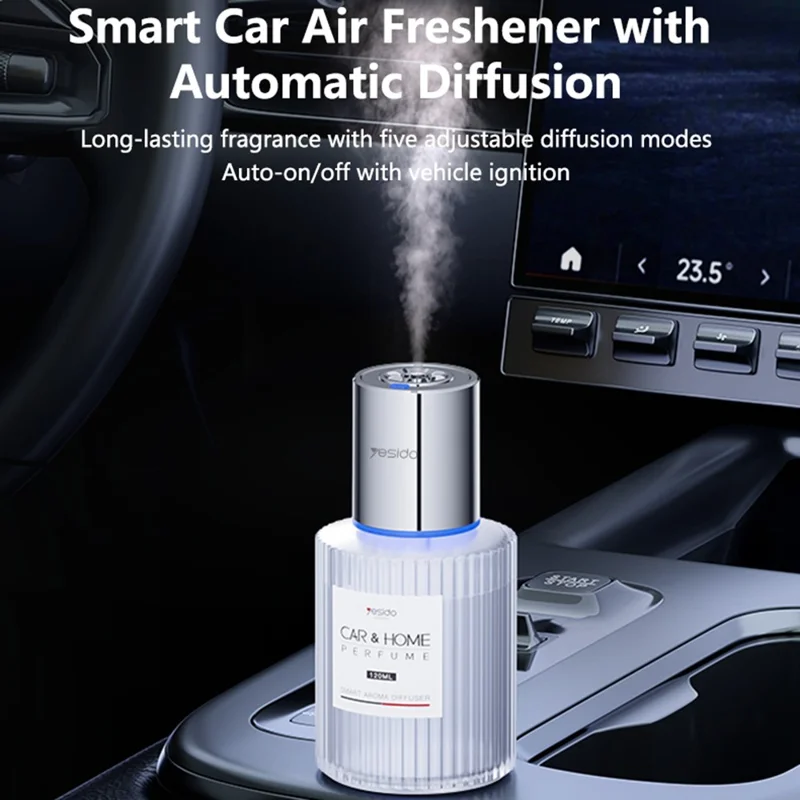 موزع عطور ذكي YESIDO VC16 للسيارة، قابل لإعادة الشحن عبر منفذ Type C، مع 5 أوضاع، معطّر هواء تلقائي