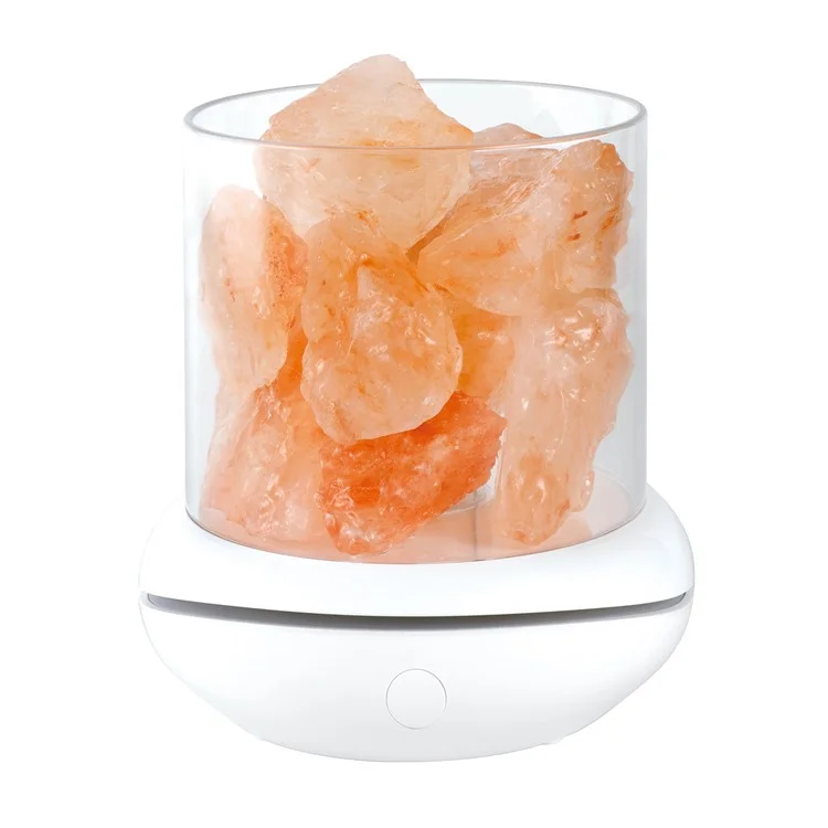YL-002 Aromatherapy Salt Lamp Essential Oil Diffuser Colorful Lamp Creative Rock Natural Negative Ion Salt Night Light for Home Bedroom - White