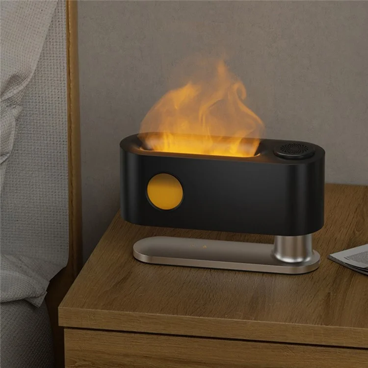 Diffuseur d'huiles essentielles à simulation de flamme F018, humidificateur d'air aromatique à lumière colorée et fonctionnement silencieux pour la maison et le bureau - Blanc