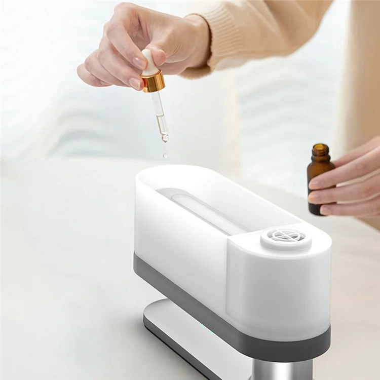 Diffuseur d'huiles essentielles à simulation de flamme F018, humidificateur d'air aromatique à lumière colorée et fonctionnement silencieux pour la maison et le bureau - Blanc