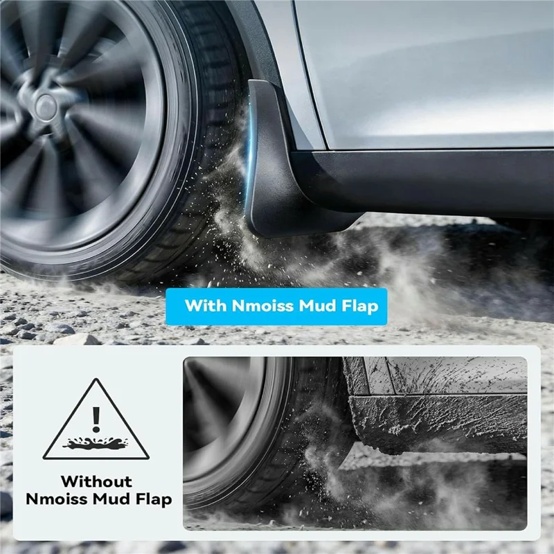 NMOISS SJ01 4Pcs / Set Mud Flaps for Tesla Model Y No Drilling Required Aerodynamic Mud Guards - Black