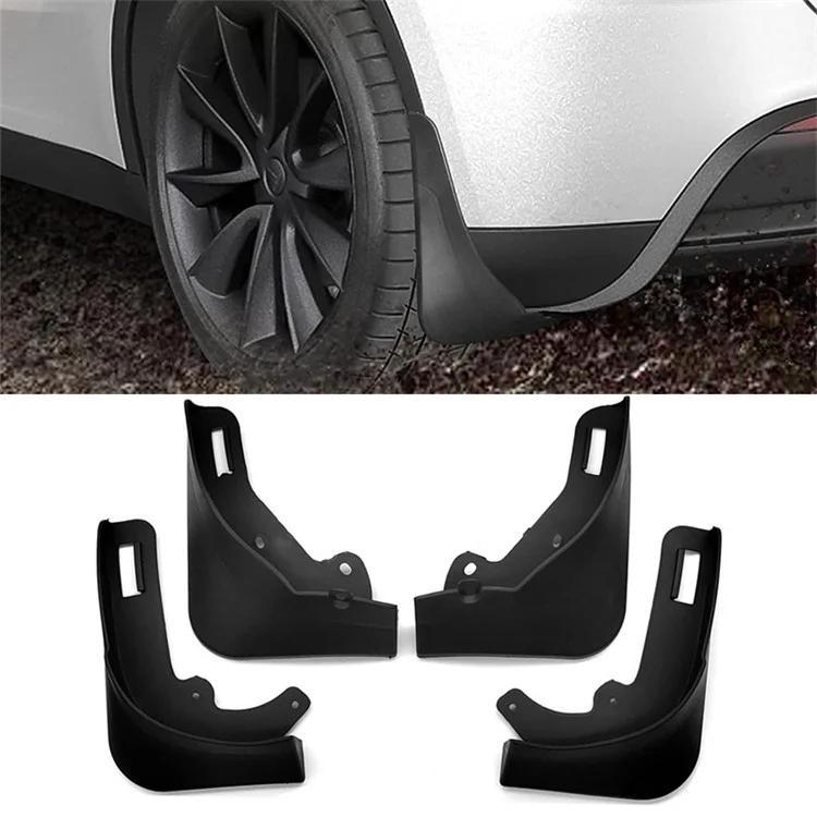 4PCS Pas de perçage Avant et Arrière Garde-boue Garde-boue pour Tesla Model Y - Noir Mat
