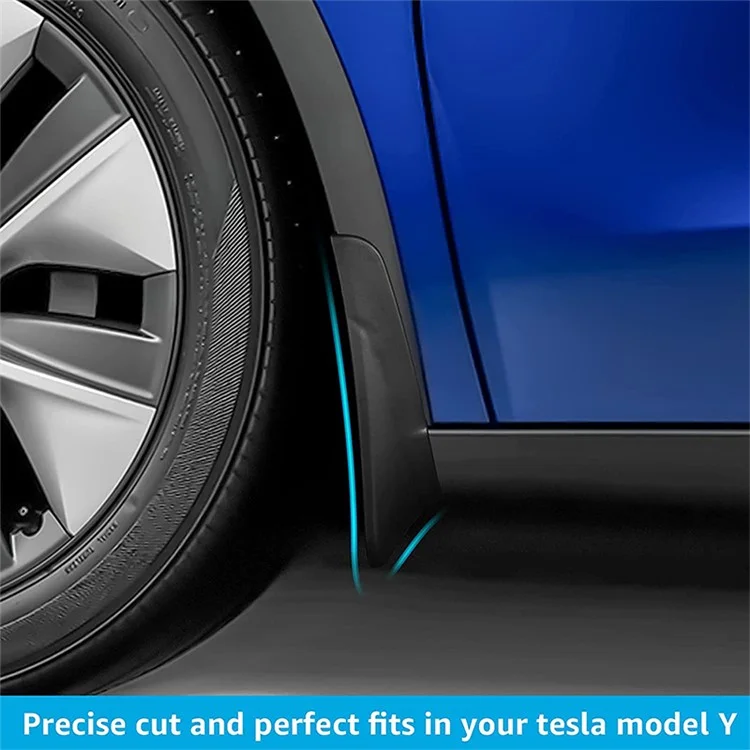 4PCS Pas de perçage Avant et Arrière Garde-boue Garde-boue pour Tesla Model Y - Noir Mat