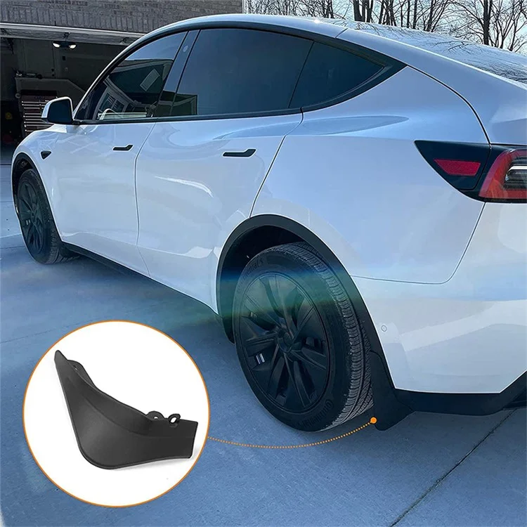 4PCS Pas de perçage Avant et Arrière Garde-boue Garde-boue pour Tesla Model Y - Noir Mat